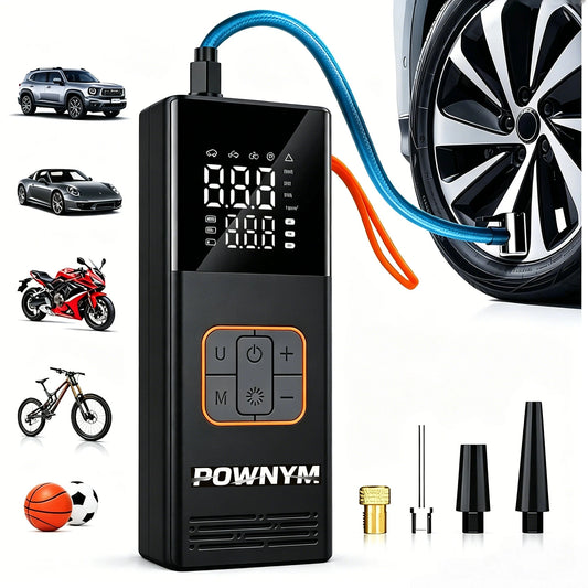POWNYM Cordless Portable Tire Inflator Wireless Air Pump LED Light