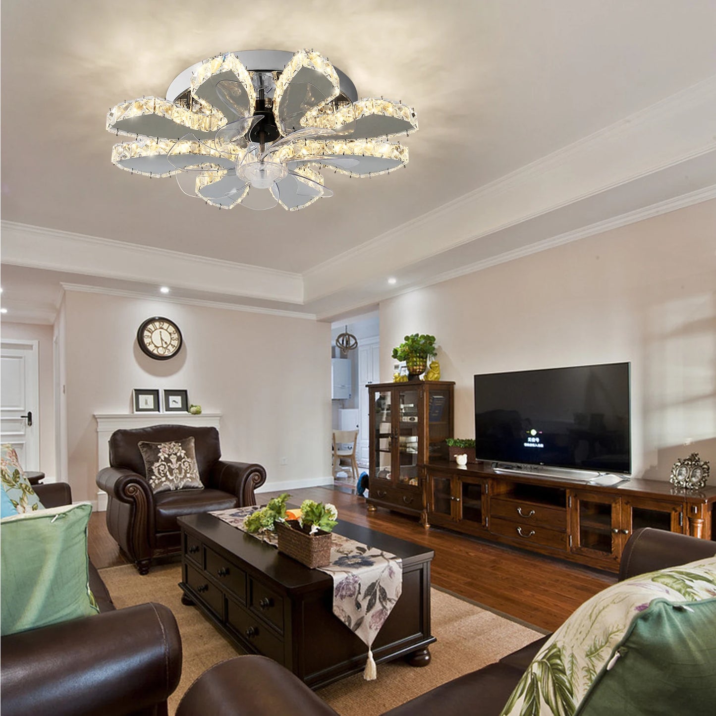 Vetrulus Smart Crystal LED Ceiling Fan Chandelier With Remote Control