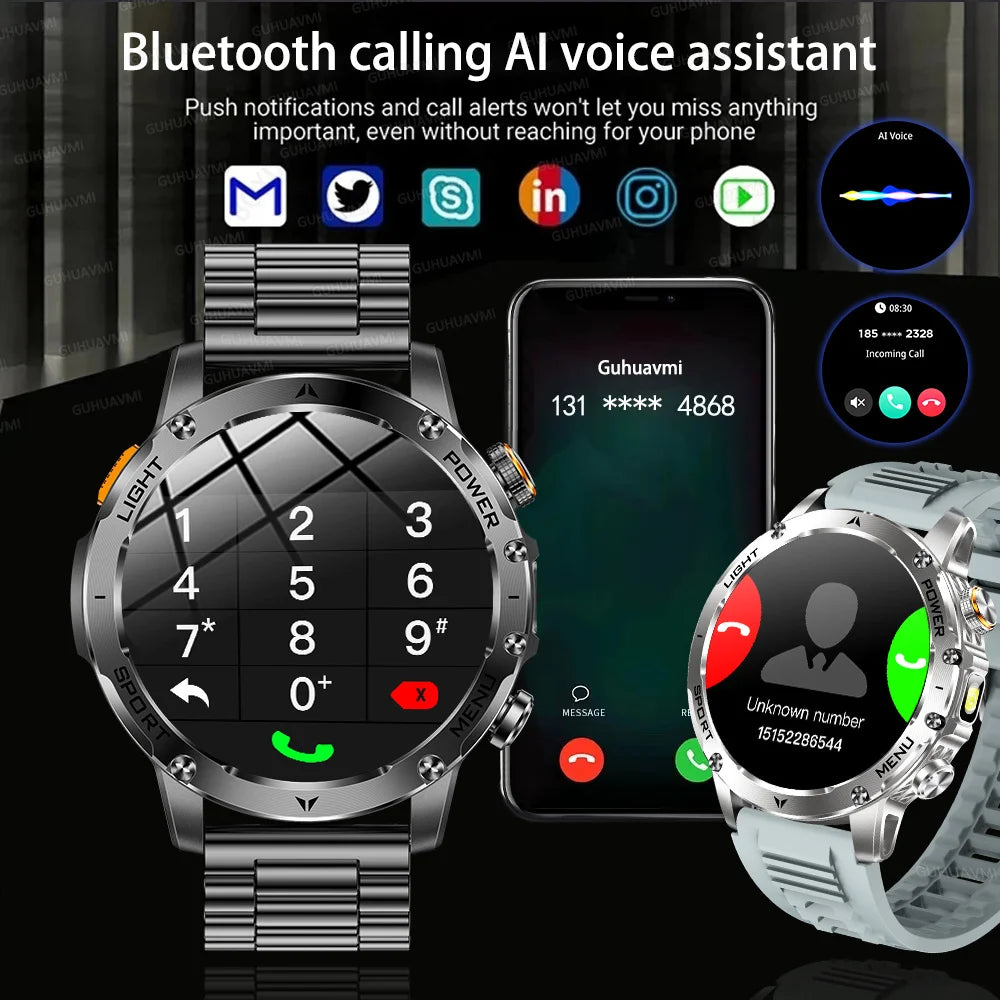 Outdoor Mens Smart Watch IP68 Waterproof Heart Rate Blood Oxygen