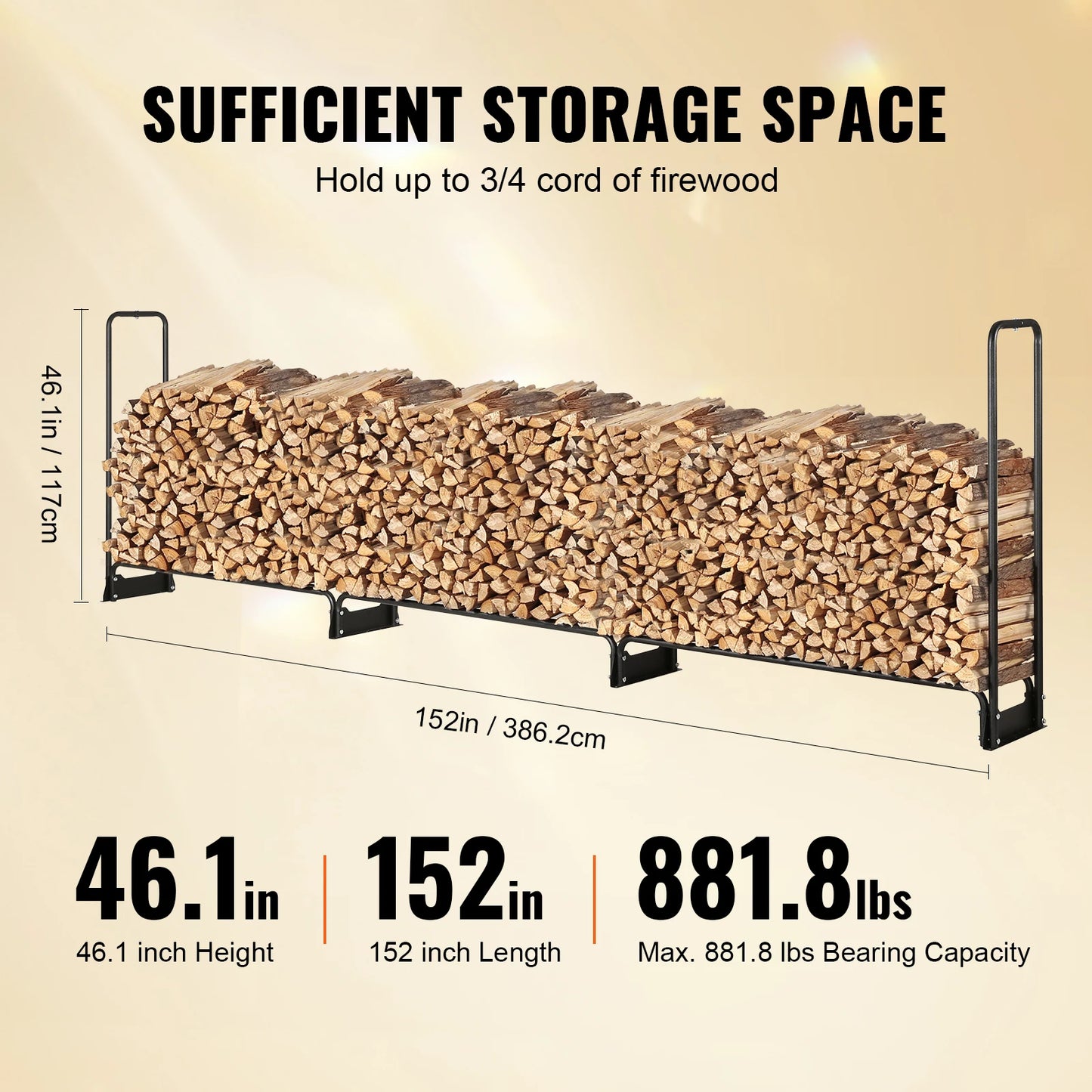 SucceBuy Outdoor Firewood Rack With Waterproof Cover