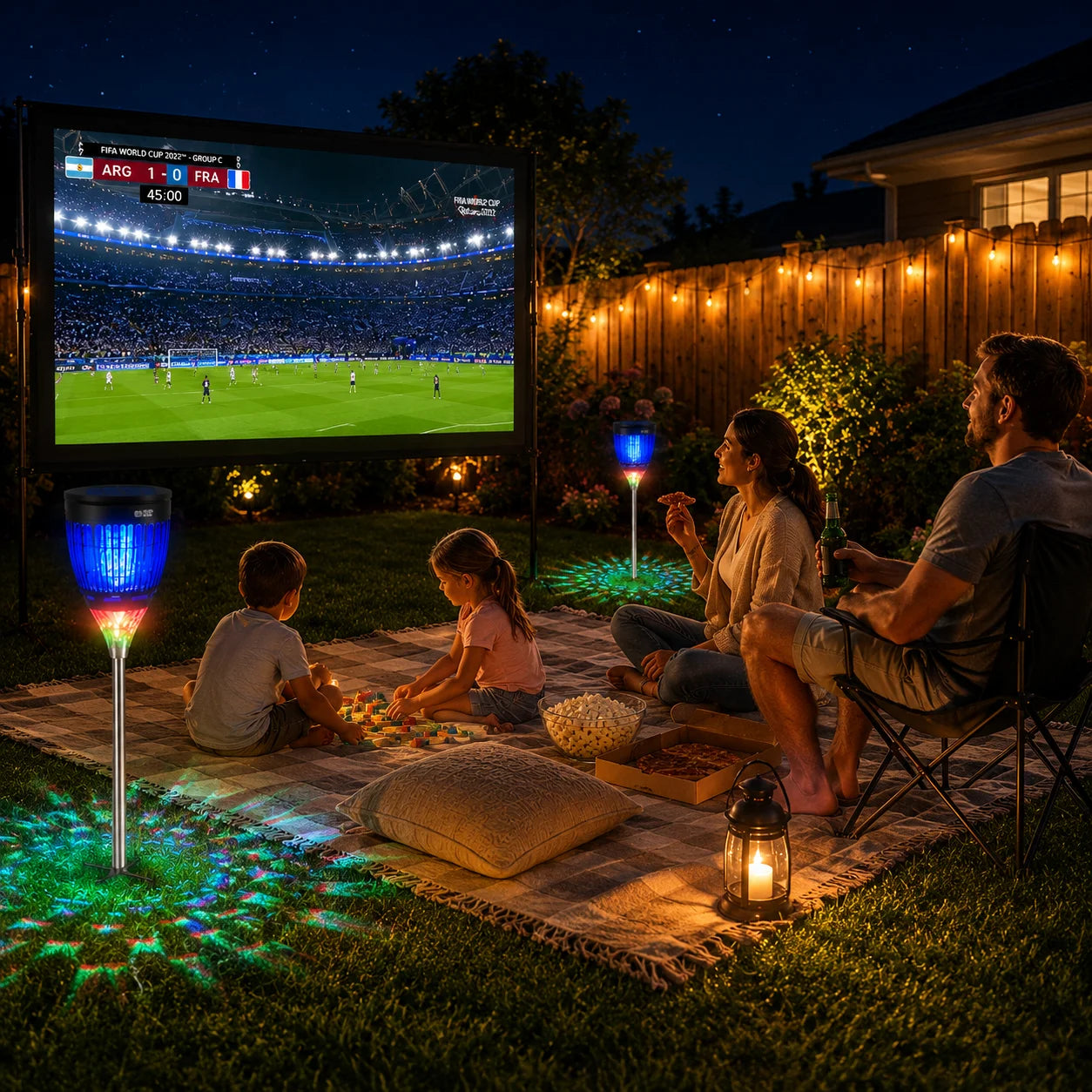 Solar 3 In 1 Mosquito Zapper With Flame AndRgb Yard Lighting
