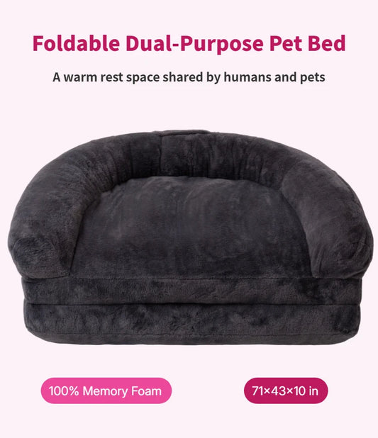 Dual Use Extra Large Pet Bed Foldable Cozy Cuddler For Pets And Owners