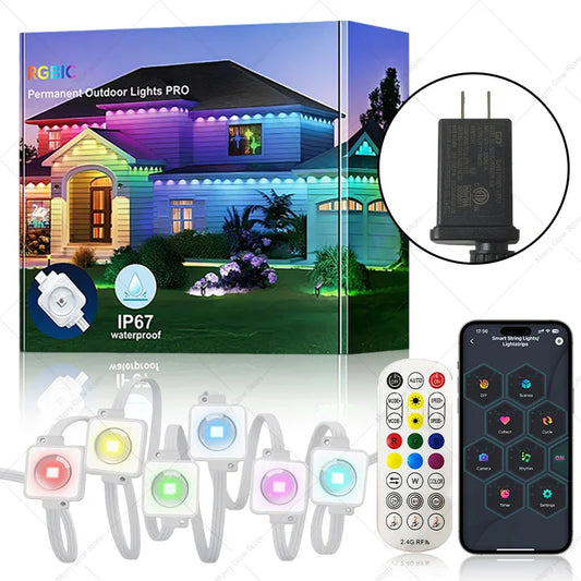 MIMIRGB Outdoor RGBIC LED Eaves Lights with App Control Alexa
