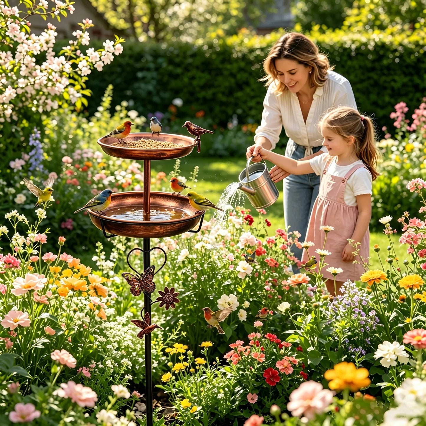 Premium Double Layer Bird Bath Stand For Outdoor Garden Decor