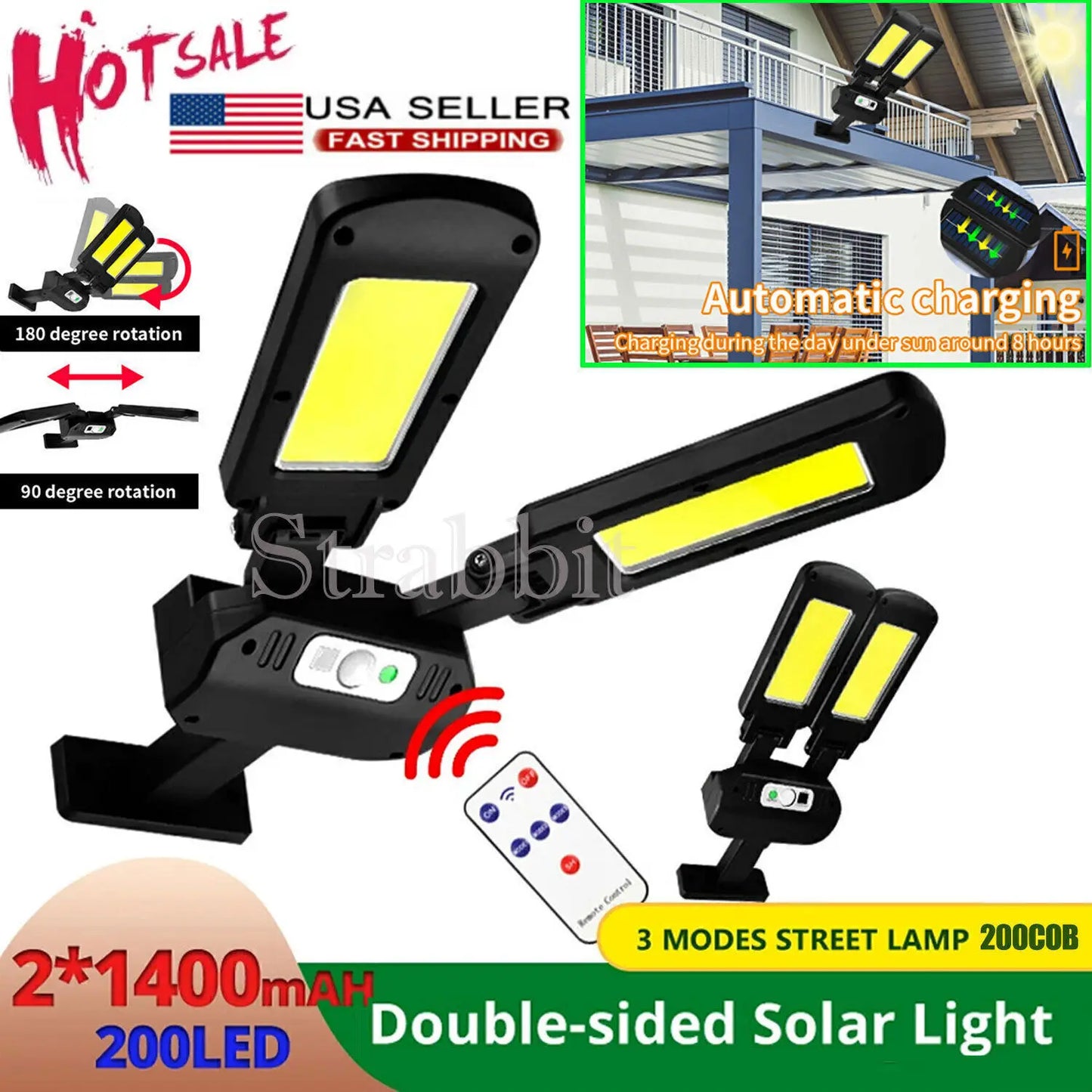 Solar LED PIR Motion Sensor Security Wall Light 5000 Lumen