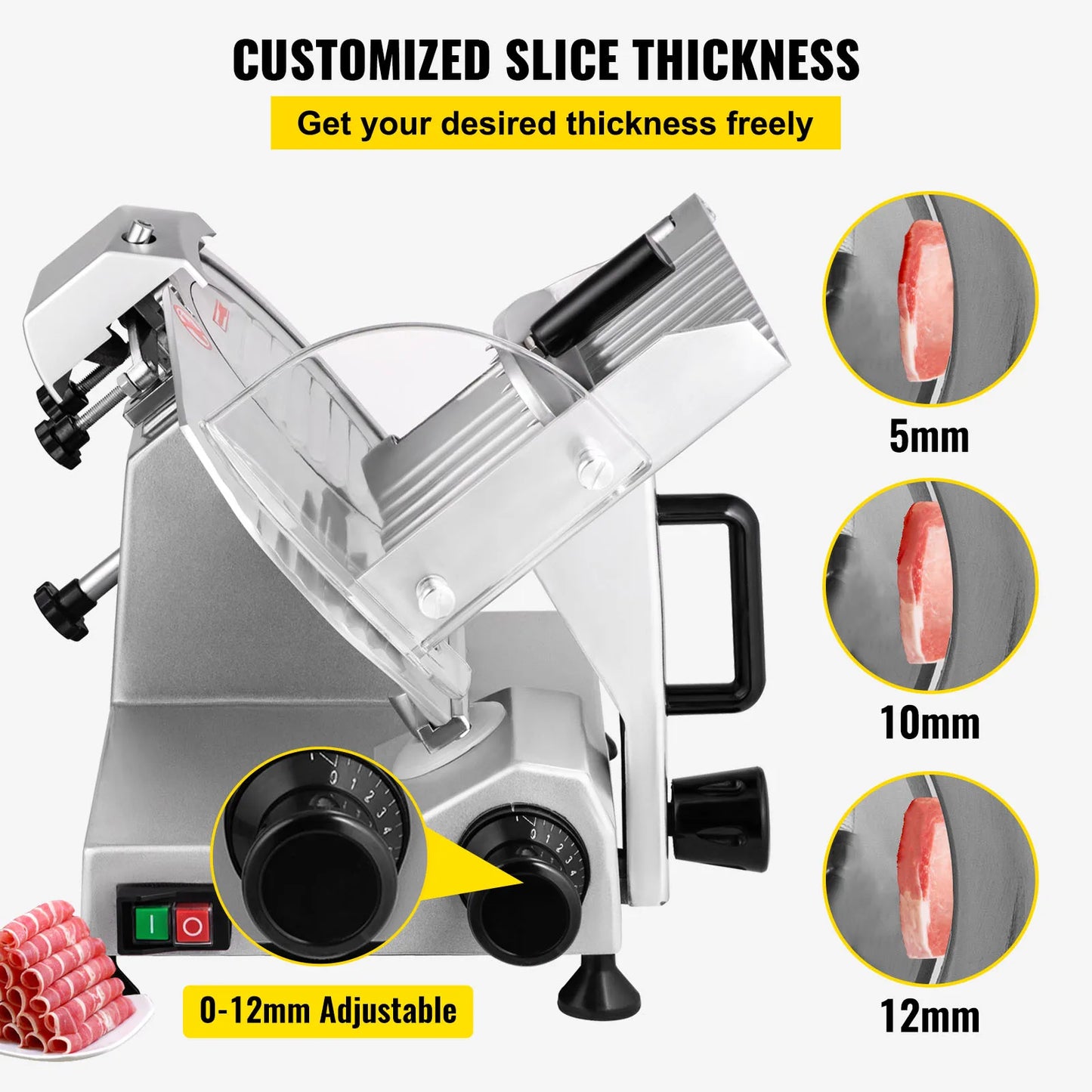 SucceBuy Commercial Meat Slicer Electric Deli Cheese Cutter