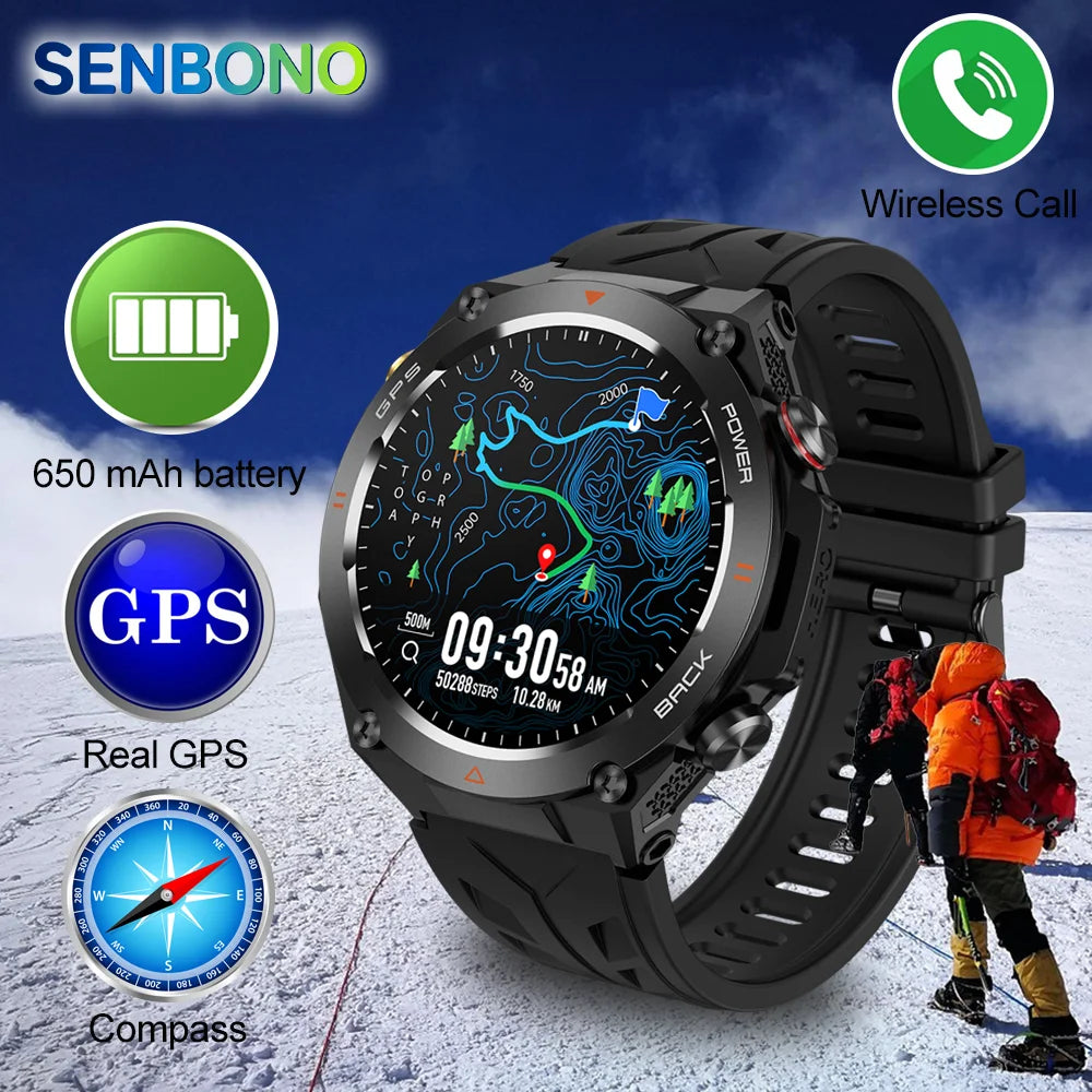 Senbono GPS Smartwatch Built In GPS Bluetooth Phone Call 1ATM Water Resistant