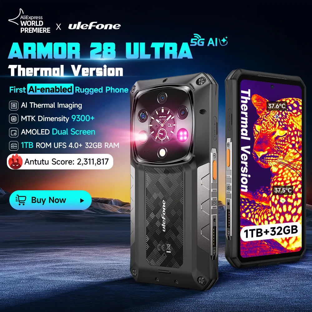 ULEFONE Armor 28 Ultra 5G Rugged Phone AI Thermal Imaging