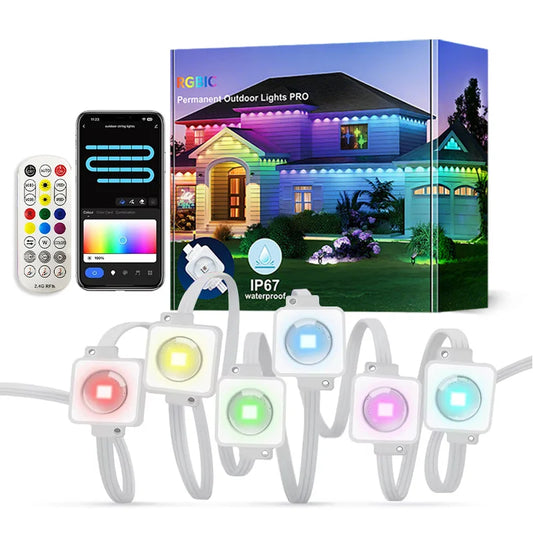 MIMIRGB Outdoor Smart RGBIC LED String Lights With App Control Waterproof