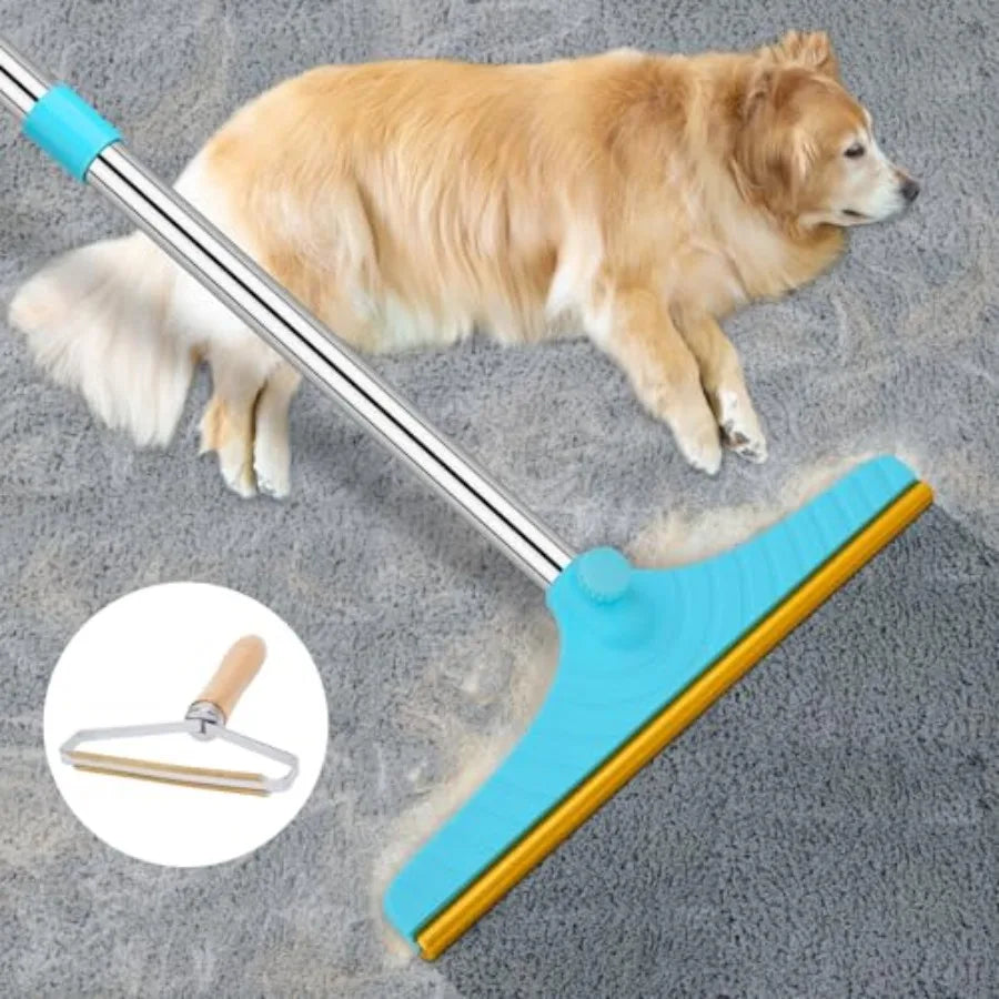 Carpet Rake for Pet Hair Removal With Adjustable Long Handle