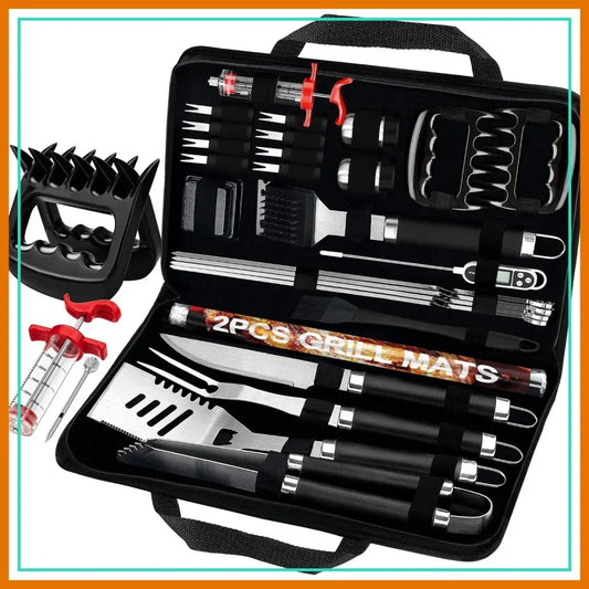 28Pcs BBQ Grilling Accessories Set With Meat Injector Claws