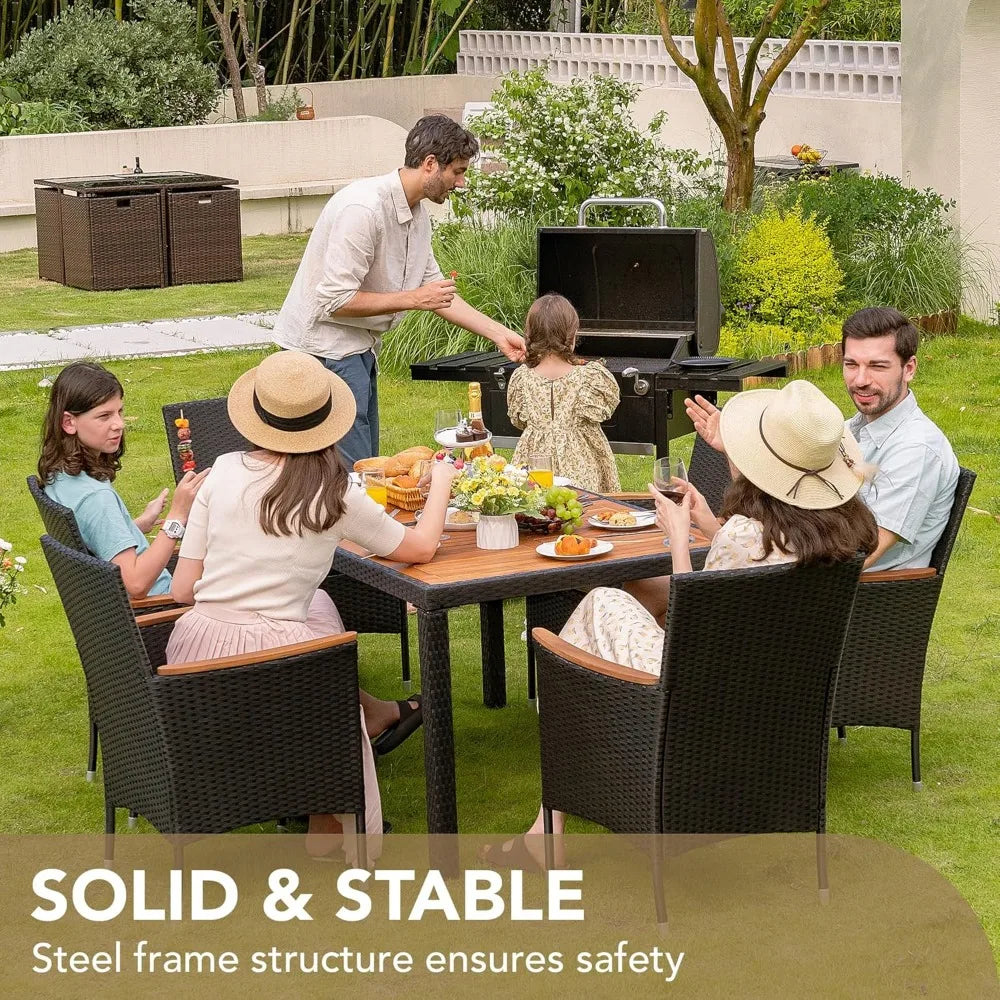 7 Piece Rattan Outdoor Furniture Set With Lovewood Tabletop