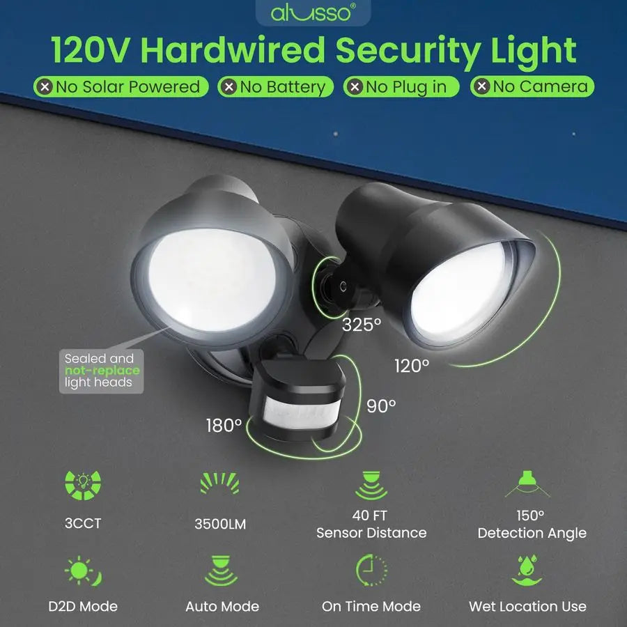 XMSJ Motion Sensor Flood Lights 30W 3-Mode Dusk To Dawn
