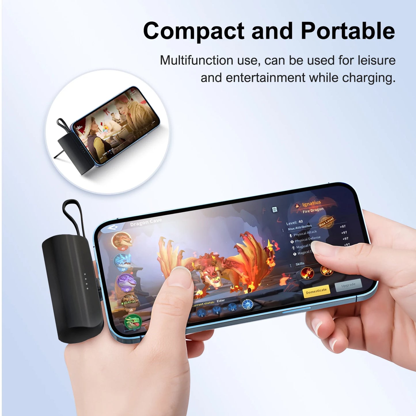 Compact Power Bank 4500mAh Portable Charger With Dual USB C Ports