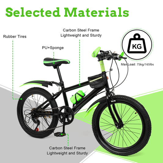 7 Speed Mountain Bike For Kids Unisex All Terrain Bike