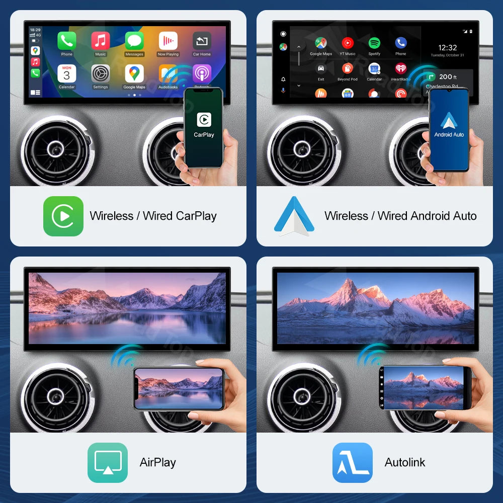Road Top Wireless CarPlay Android Auto Touch Screen Display Audi