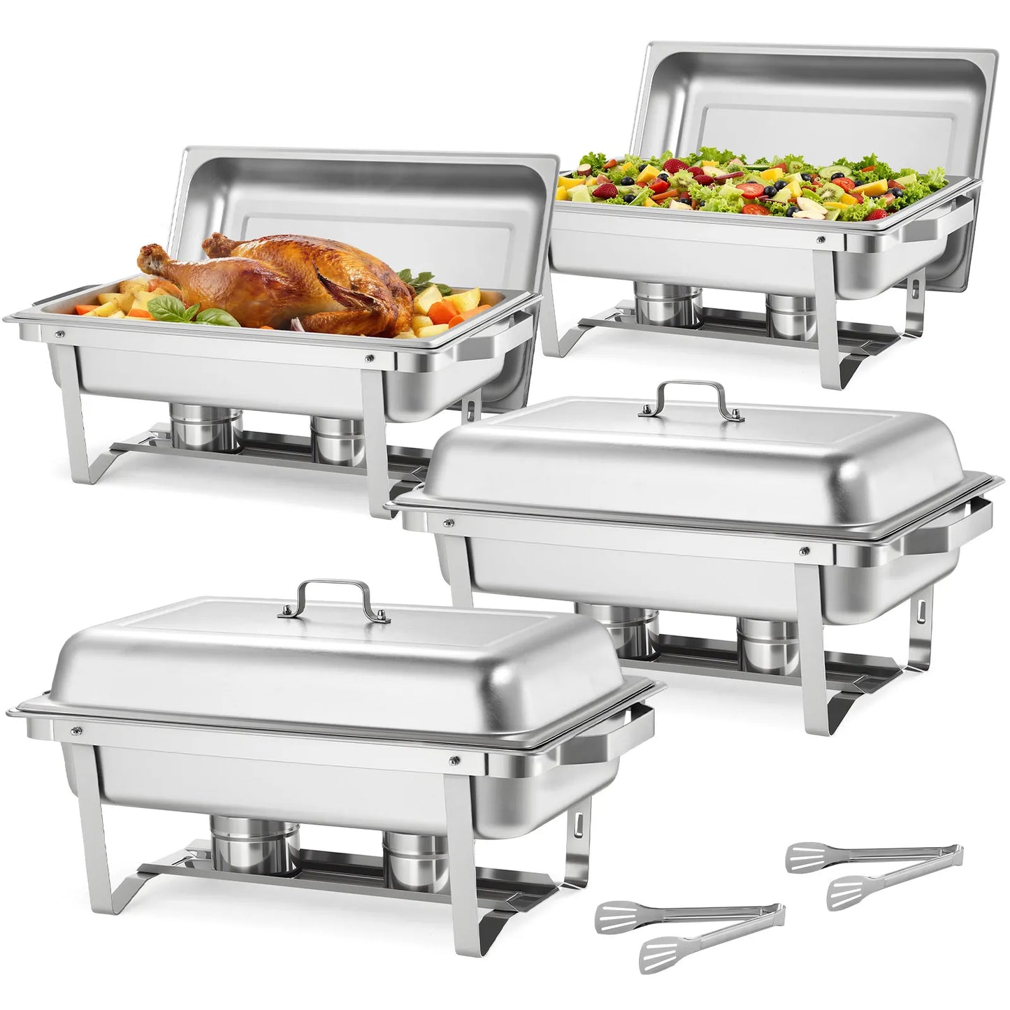 SucceBuy Rectangular Stainless Steel Chafing Dish Set For Banquets