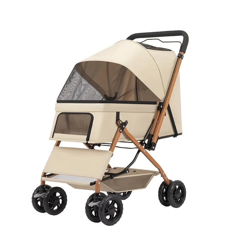 Premium Pet Stroller Spacious Four Wheel Cart For Dogs Cats