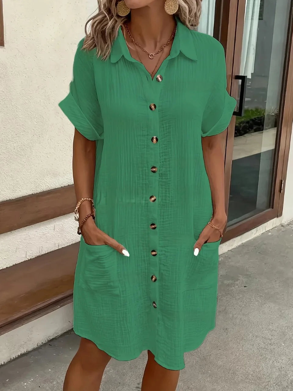 Hallolilla Women Casual Loose Short Sleeve Fashion Stylish Dress