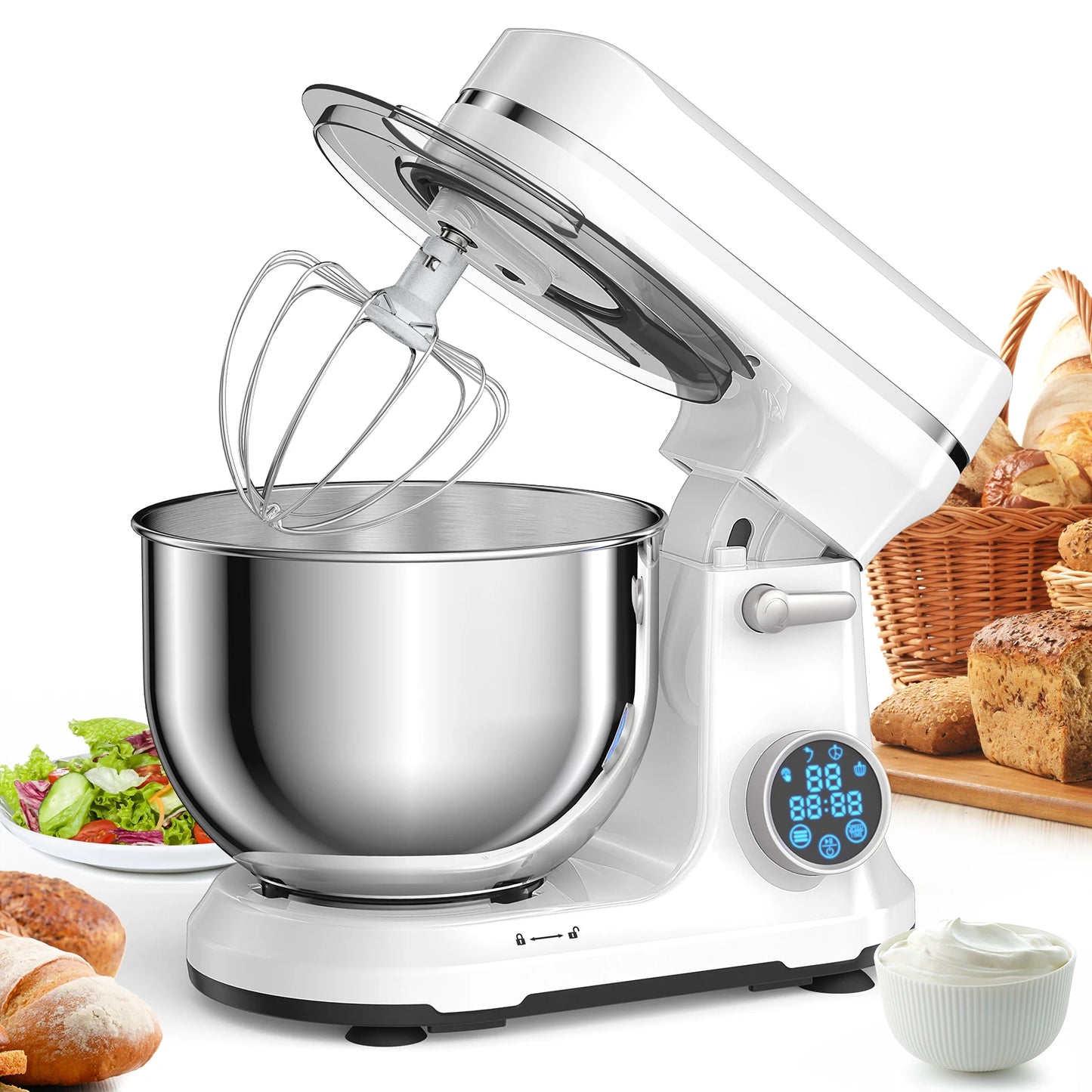 Biolomix 1200W Stand Mixer With 11 Speeds DC Motor Digital OLED