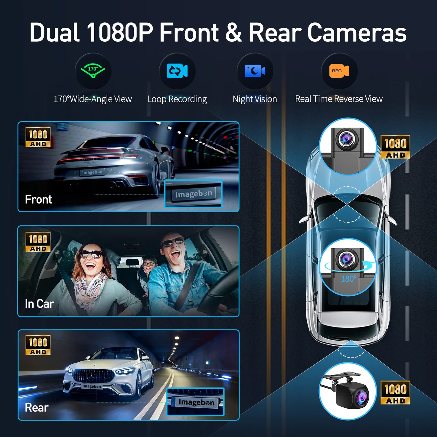 Imagebon Android 14 Dashcam With Carplay And GPS Navigation