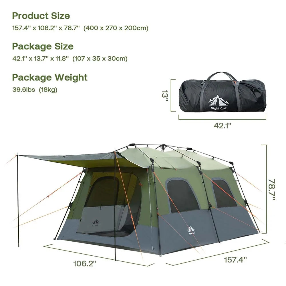 Night Cat Waterproof Instant Cabin Tent With Stove Jack Canopy
