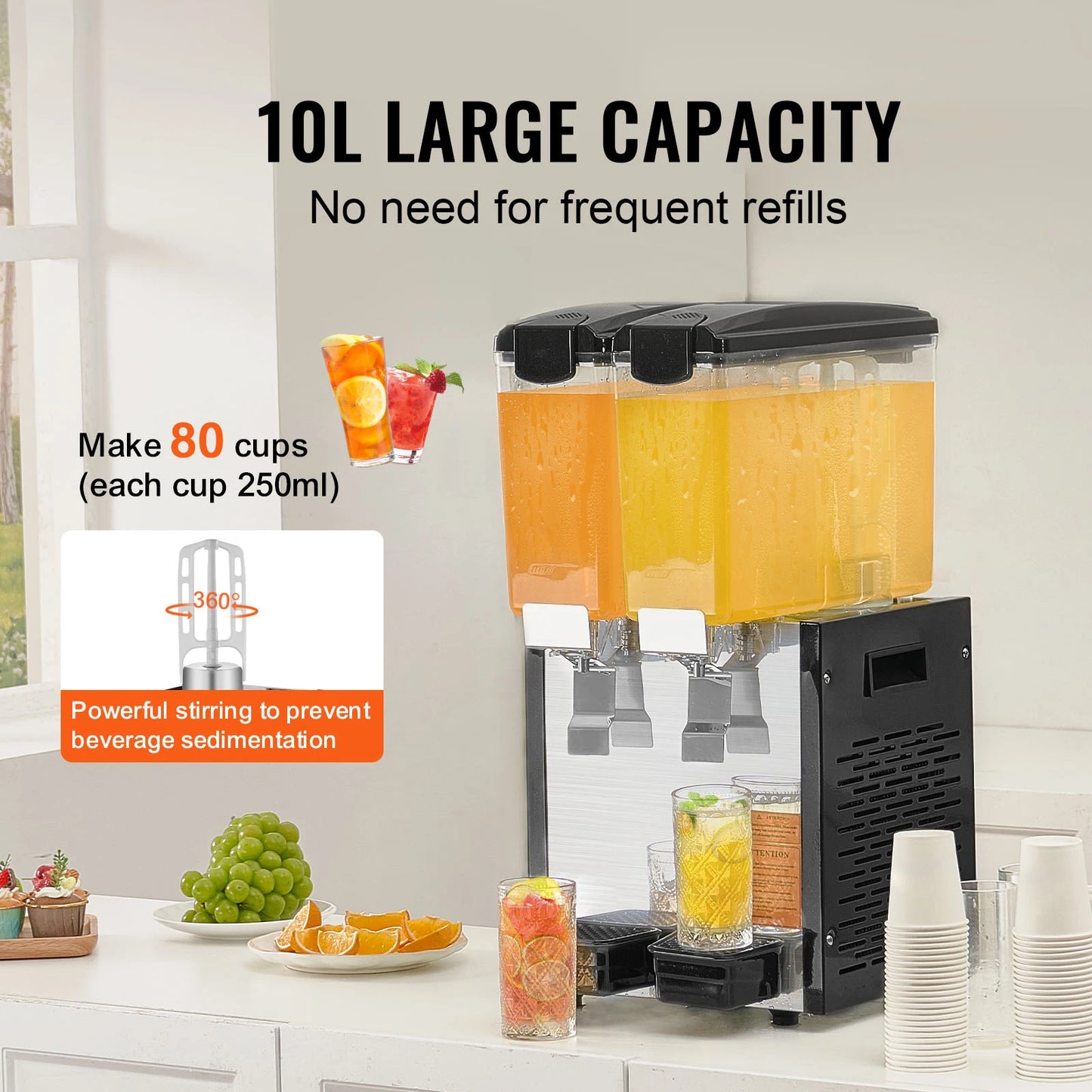 SucceBuy Commercial Beverage Dispenser Stainless Steel