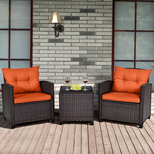 HOMASIS 3-Piece Patio Outdoor Rattan Furniture Set