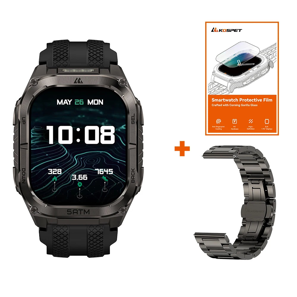 Kospe Tank M4C Rugged Smartwatch For Men With GPS Waterproof