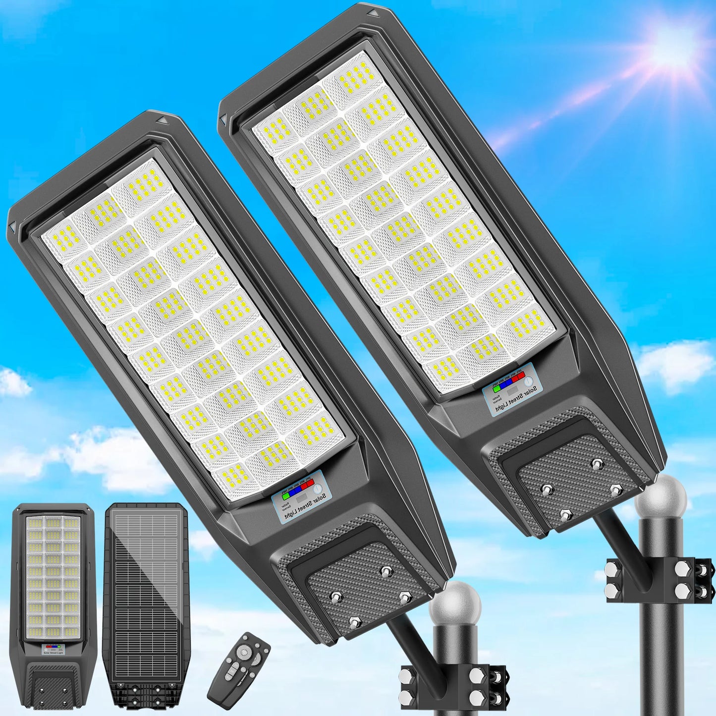 Two Pack Outdoor Solar Lights With Motion Sensor And Timer IP65 Waterproof