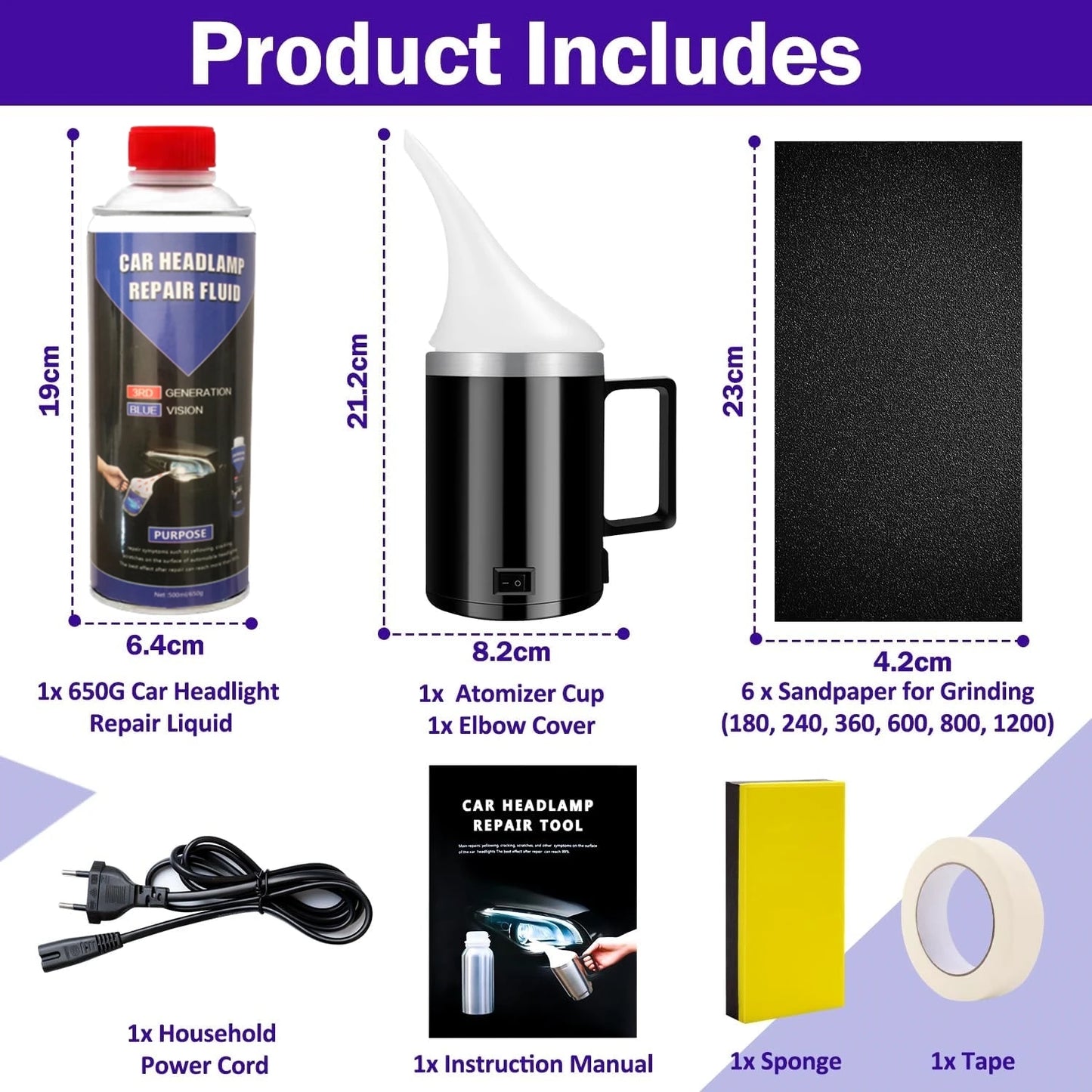 Complete Car Headlight Restoration And Lens Polishing Kit
