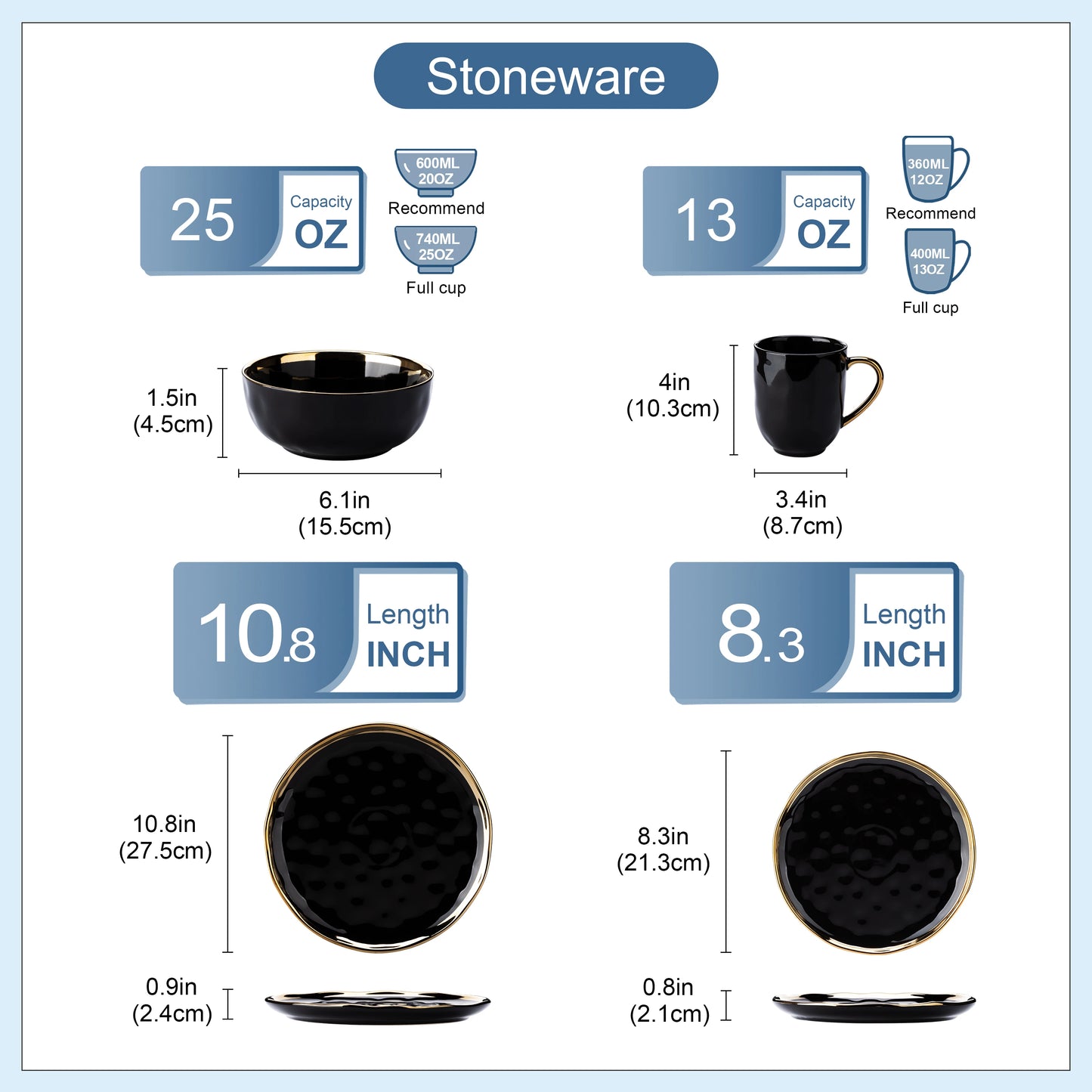MALACASA Porcelain Dinnerware Set With Elegant Trim For Dining