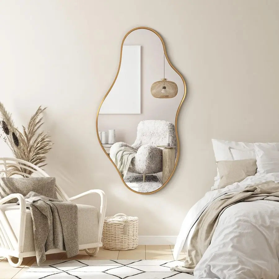 Abstract Wall Mirror With Irregular Cloud Wave Design