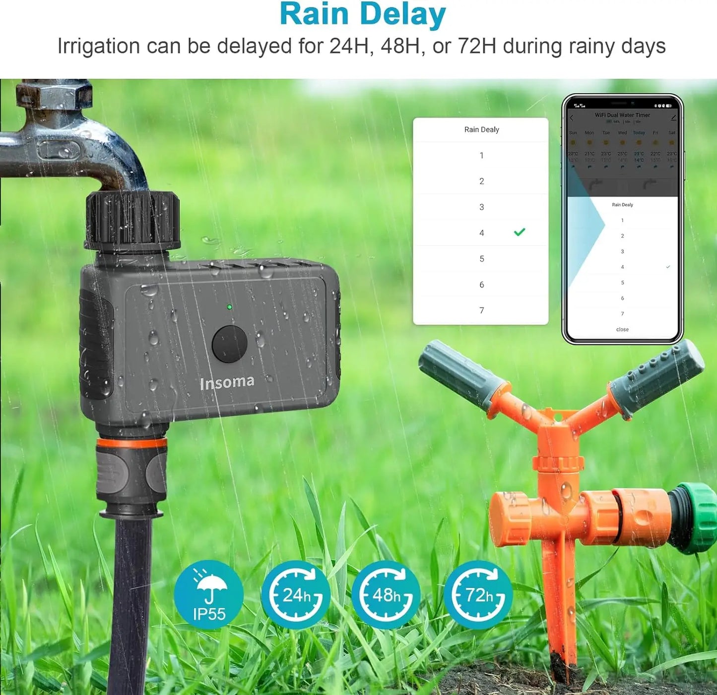 INSOMA WiFi Garden Water Timer With Alexa Control