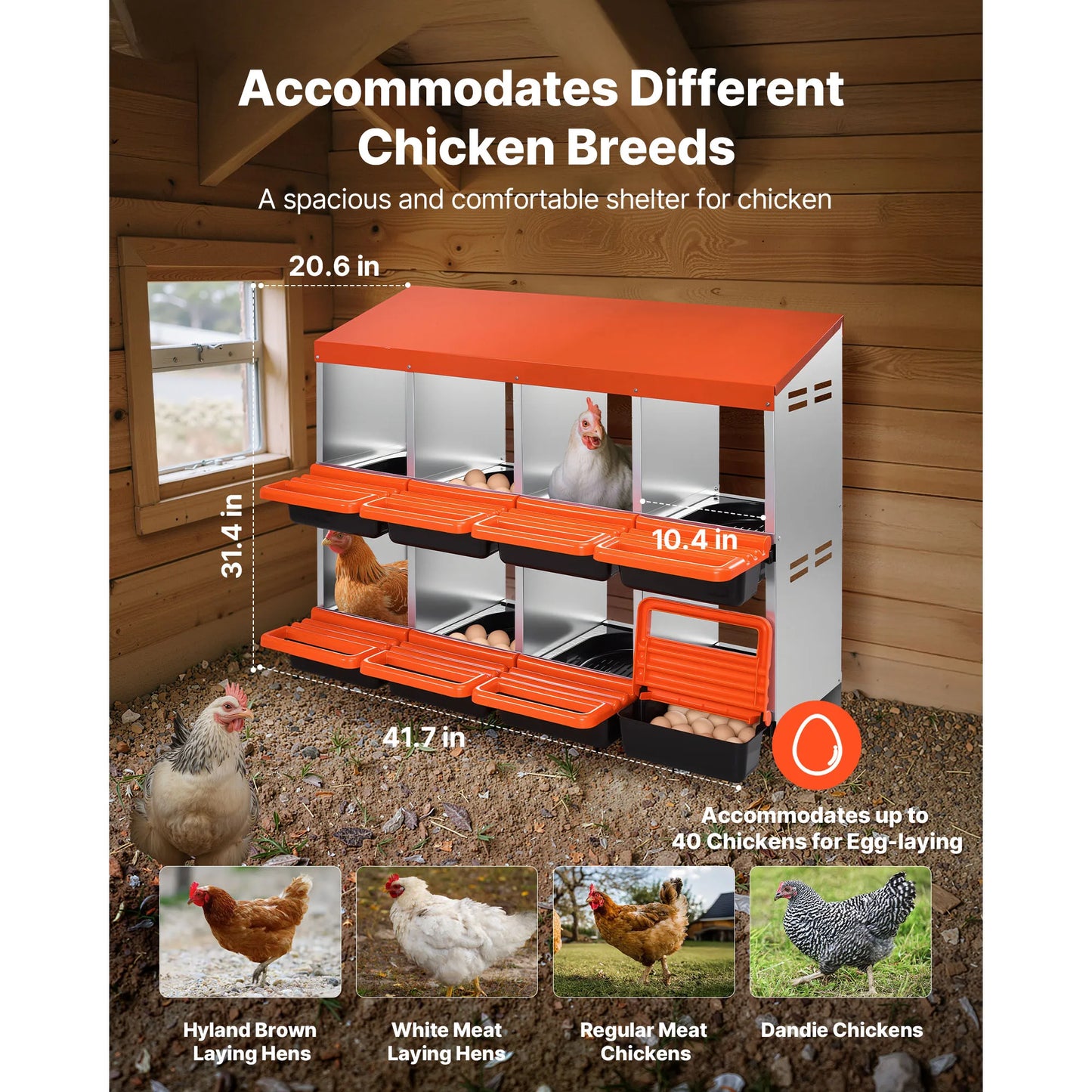 SucceBuy Chicken Nesting Boxes With Roll Out Lids Easy Assemble