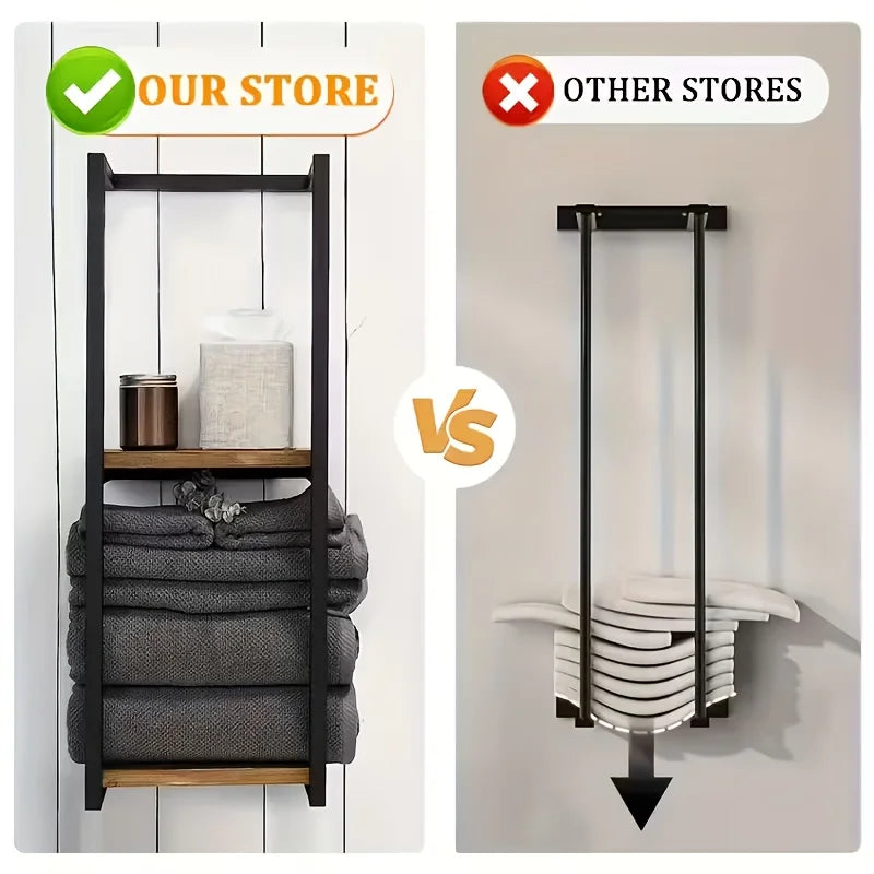 2-Layer Carbon Steel Wall Mounted Towel Rack French Country Style
