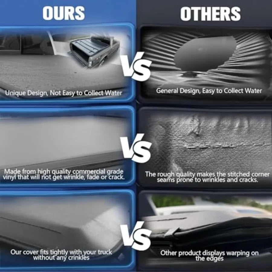 Premium Soft Trifold Truck Bed Tonneau Cover Dual Layer