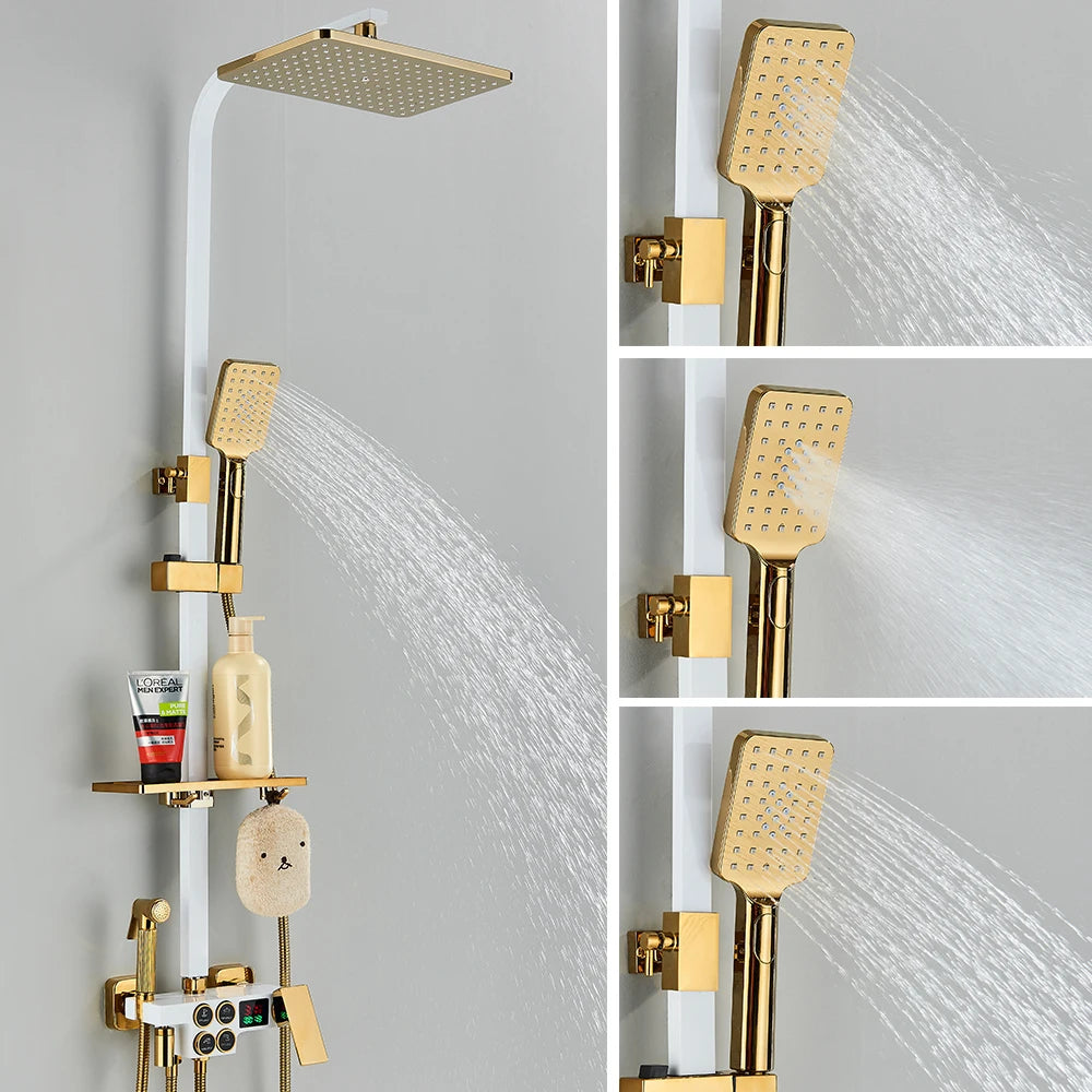 Rozin Thermostatic Shower Faucet Set With Digital Mixer Tap Wall Mounted