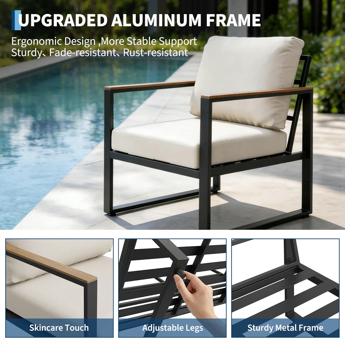 HobbyLane Modern 4-Piece Patio Furniture Set Sectional Sofa With Coffee Table