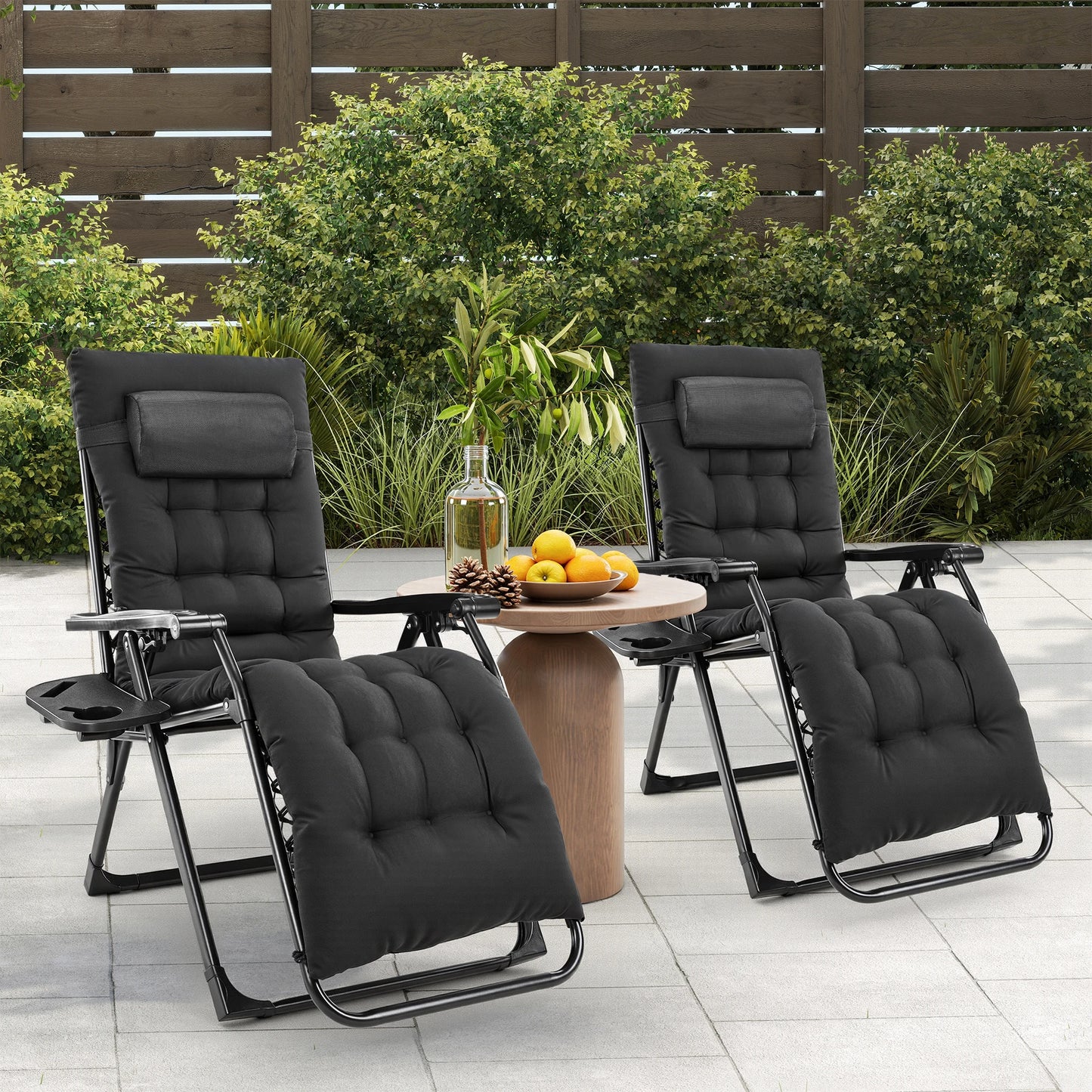 JHK Zero Gravity Recliner Patio Lounge Chair With Cup Holder Trays