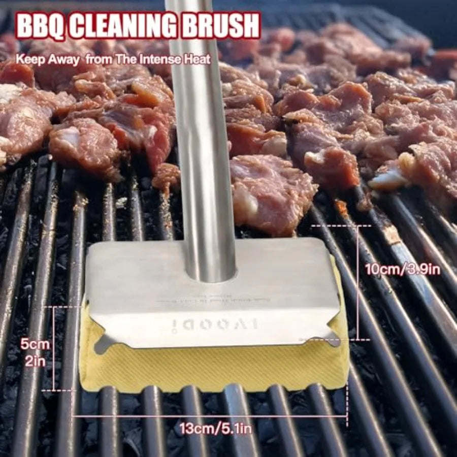 Bristle Free Grill Brush With Steam Cleaning Aramid Fiber Pads