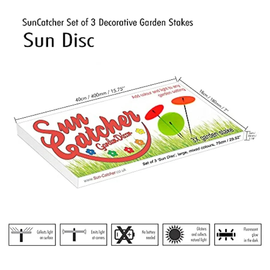 Glowing Sun Discs Garden Stake Set Of Three For Outdoors