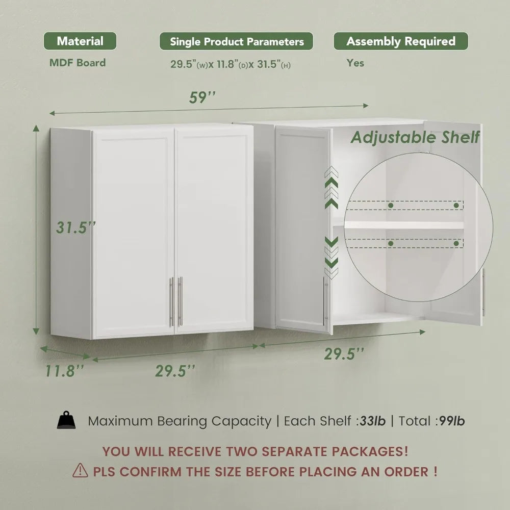 Laundry Room Wall Cabinets With Adjustable Shelves And Doors