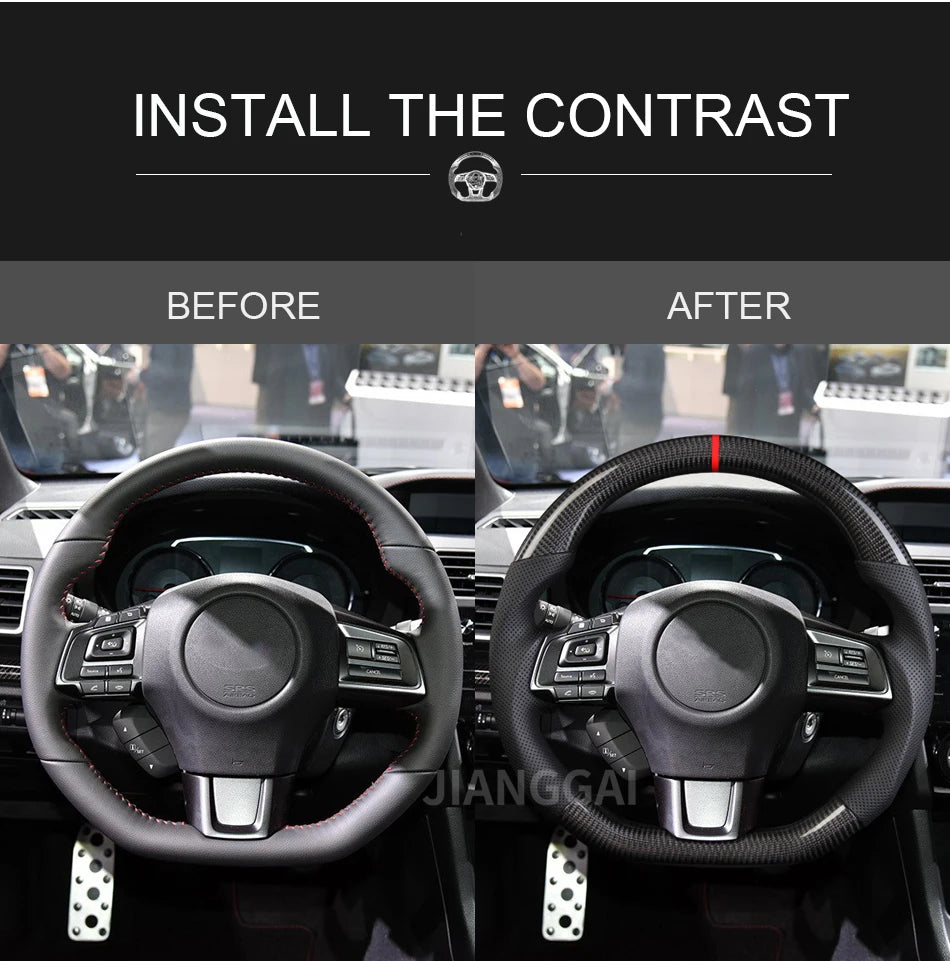 Jianggai Real Carbon Fiber DShaped Steering Wheel Subaru WRX STI