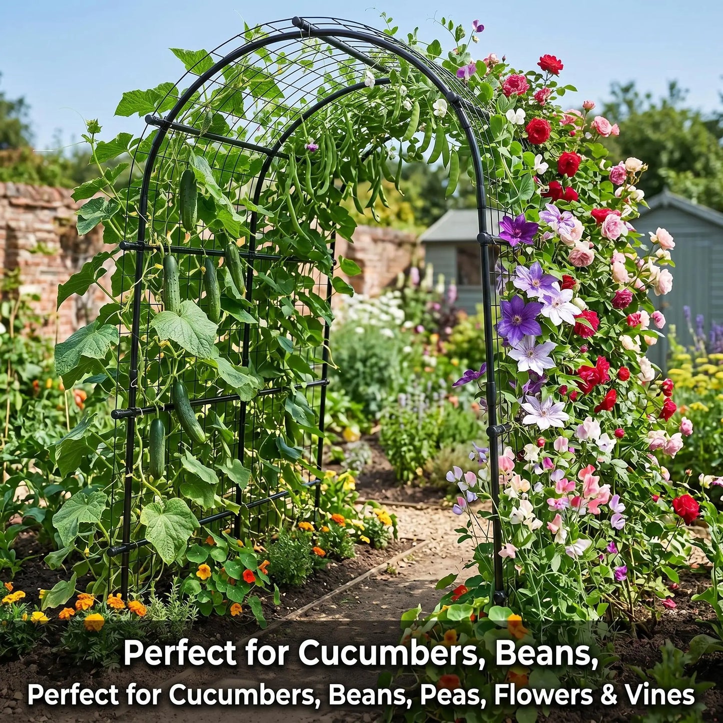 Heavy Duty Metal Garden Trellis Arch For Climbing Plants