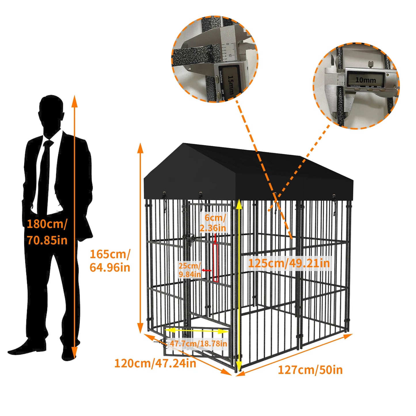 BORWART Heavy Duty Dog Kennel Welded Metal Playpen Roof Cover
