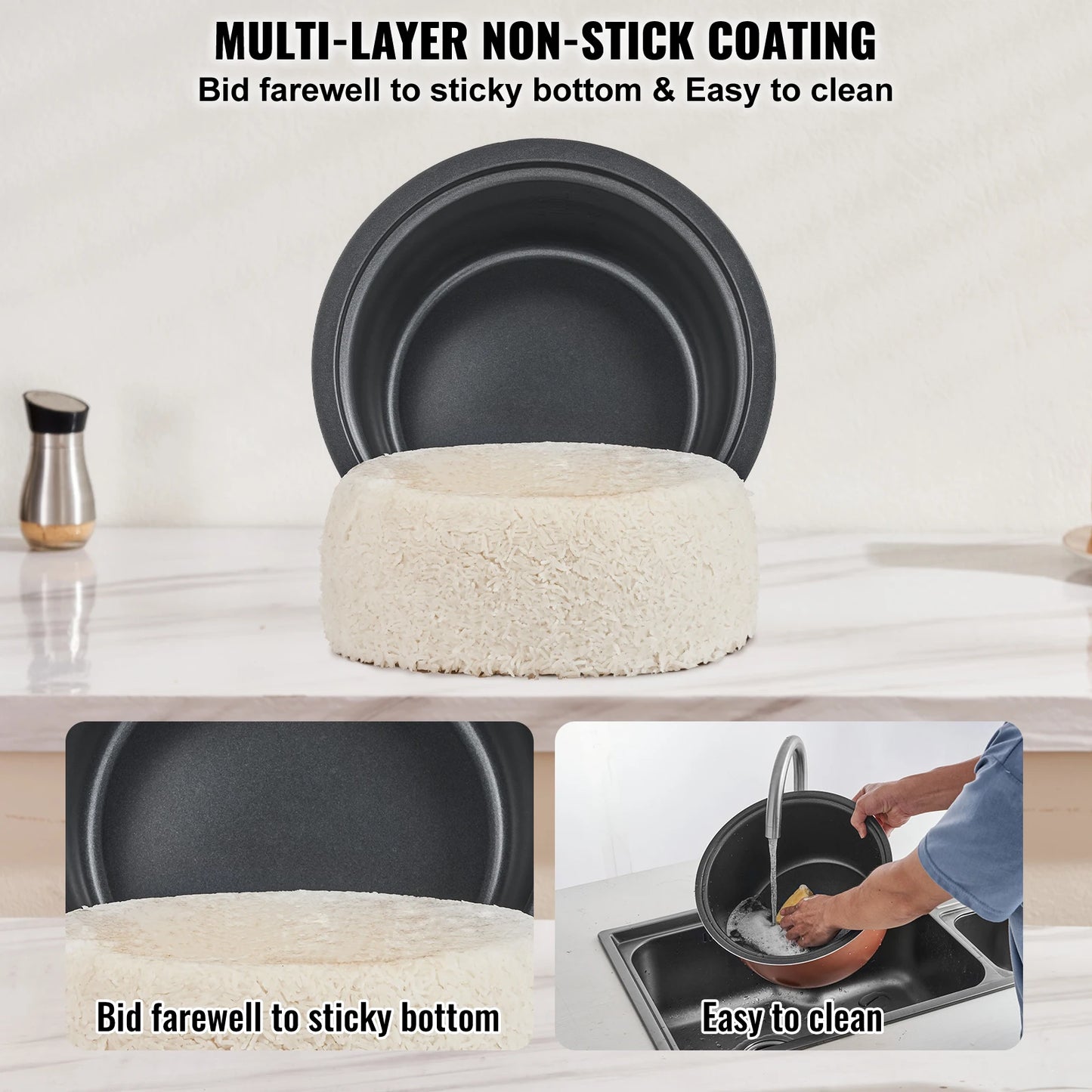 SucceBuy Commercial Rice Cooker Warmer With Nonstick Inner Pot
