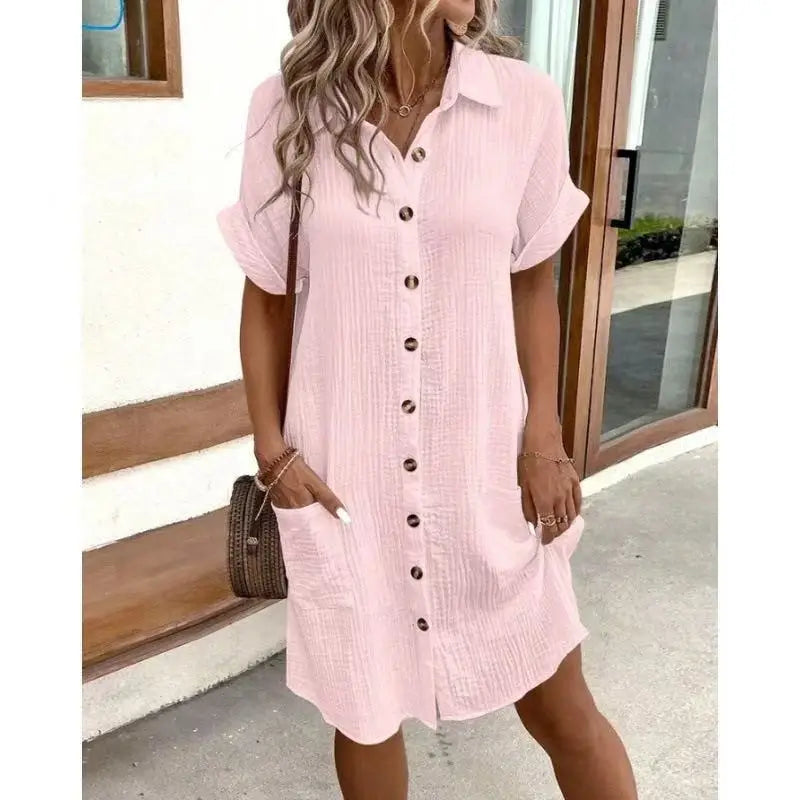 Hallolilla Women Casual Loose Short Sleeve Fashion Stylish Dress