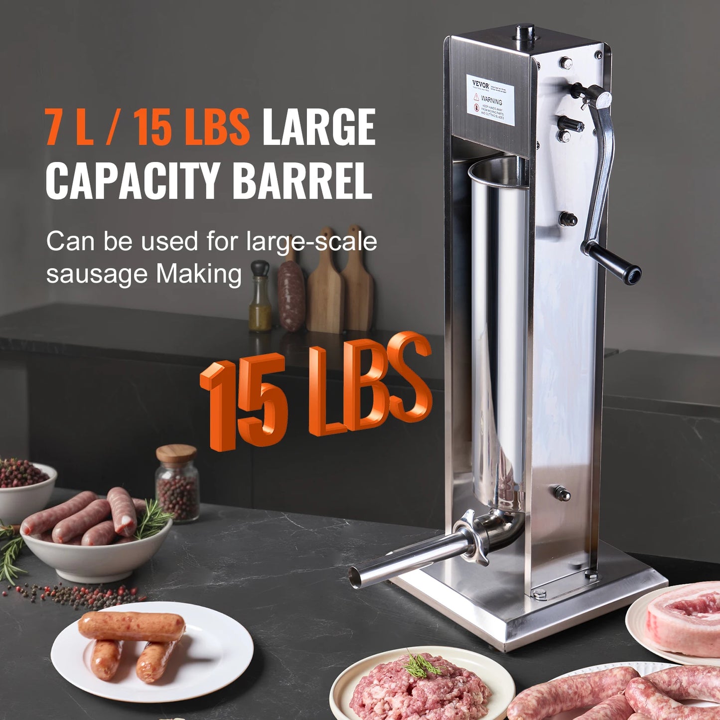 VEVOR Manual Sausage Stuffer Vertical Food Grade 304 Stainless Steel