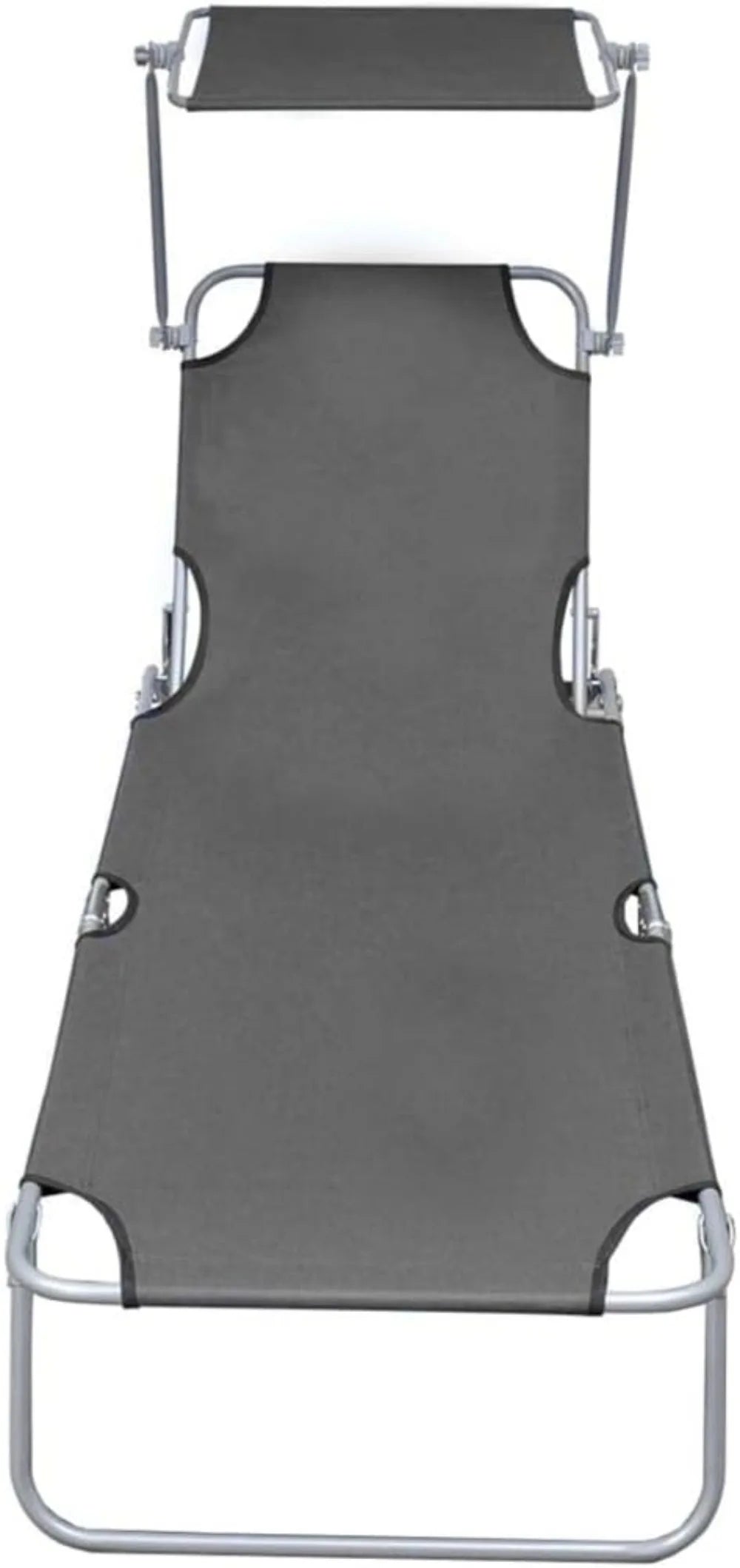 Folding Sun Lounger With Adjustable Canopy For Outdoor Relaxation